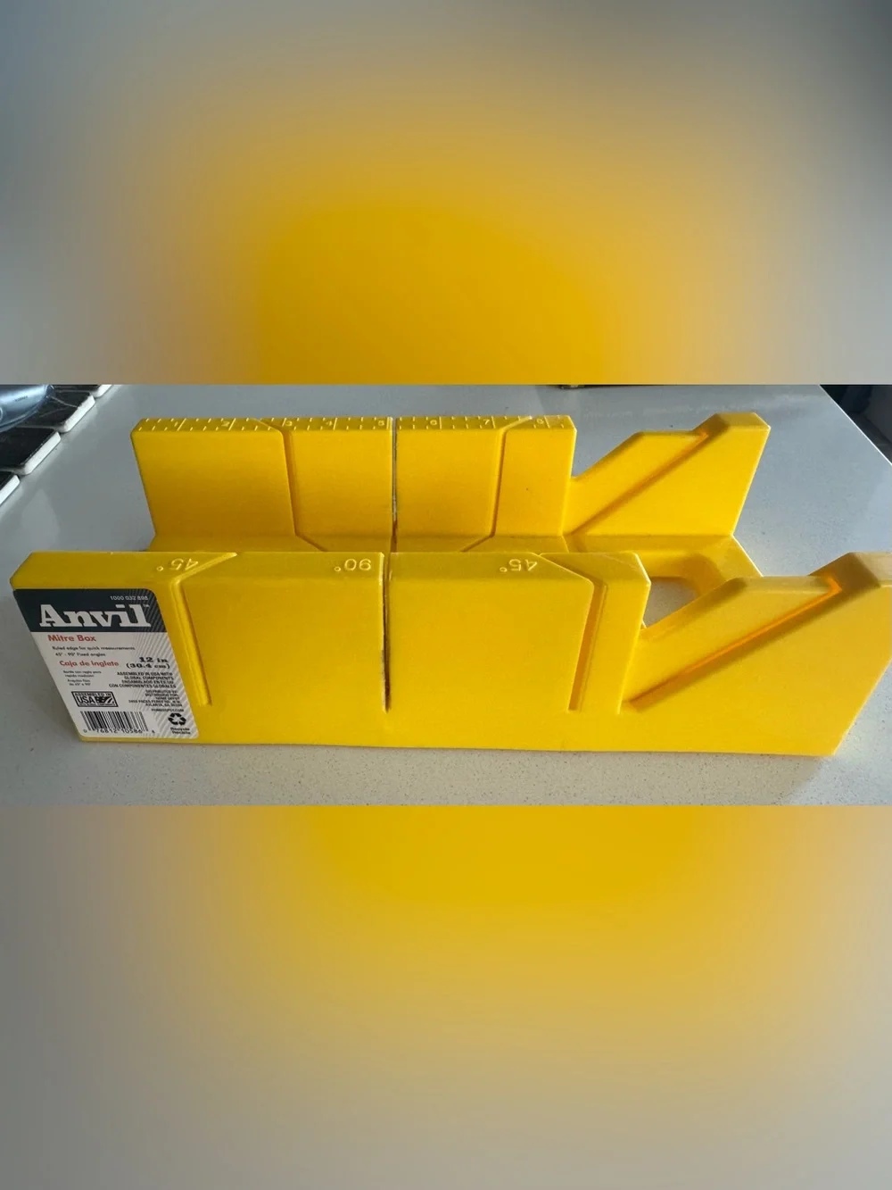 Anvil Yellow Plastic Miter Box with 45° and 90° Guides